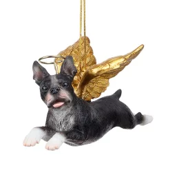 Christmas Tree Decorations Design Toscano 2.5 In. Honor The Pooch Boston Terrier Holiday Dog Angel Ornament