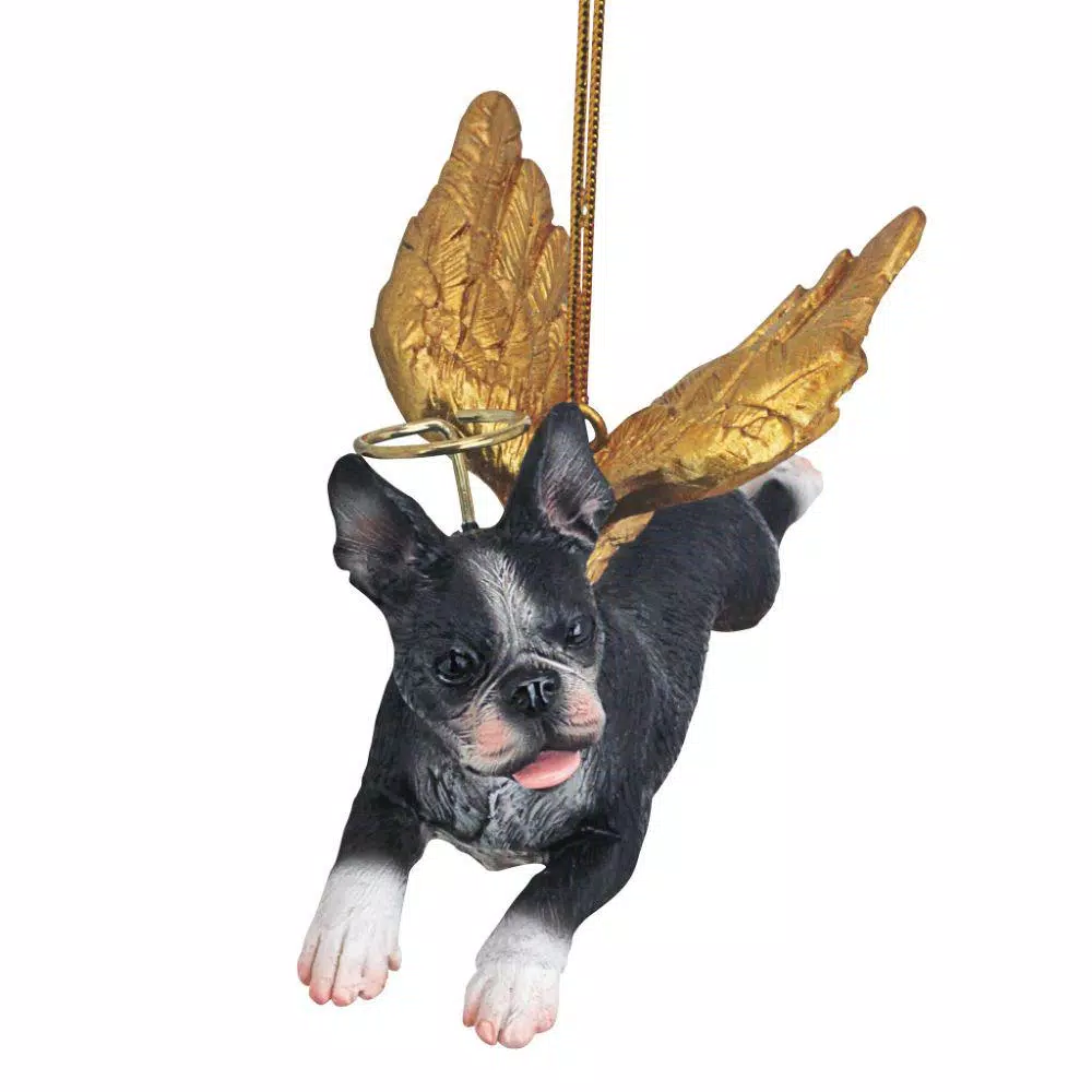 Christmas Tree Decorations Design Toscano 2.5 In. Honor The Pooch Boston Terrier Holiday Dog Angel Ornament 4 Christmas Tree Decorations Design Toscano 2.5 In. Honor The Pooch Boston Terrier Holiday Dog Angel Ornament - Image 2