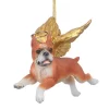 Christmas Tree Decorations Design Toscano 3 In. Honor The Pooch Boxer Holiday Dog Angel Ornament