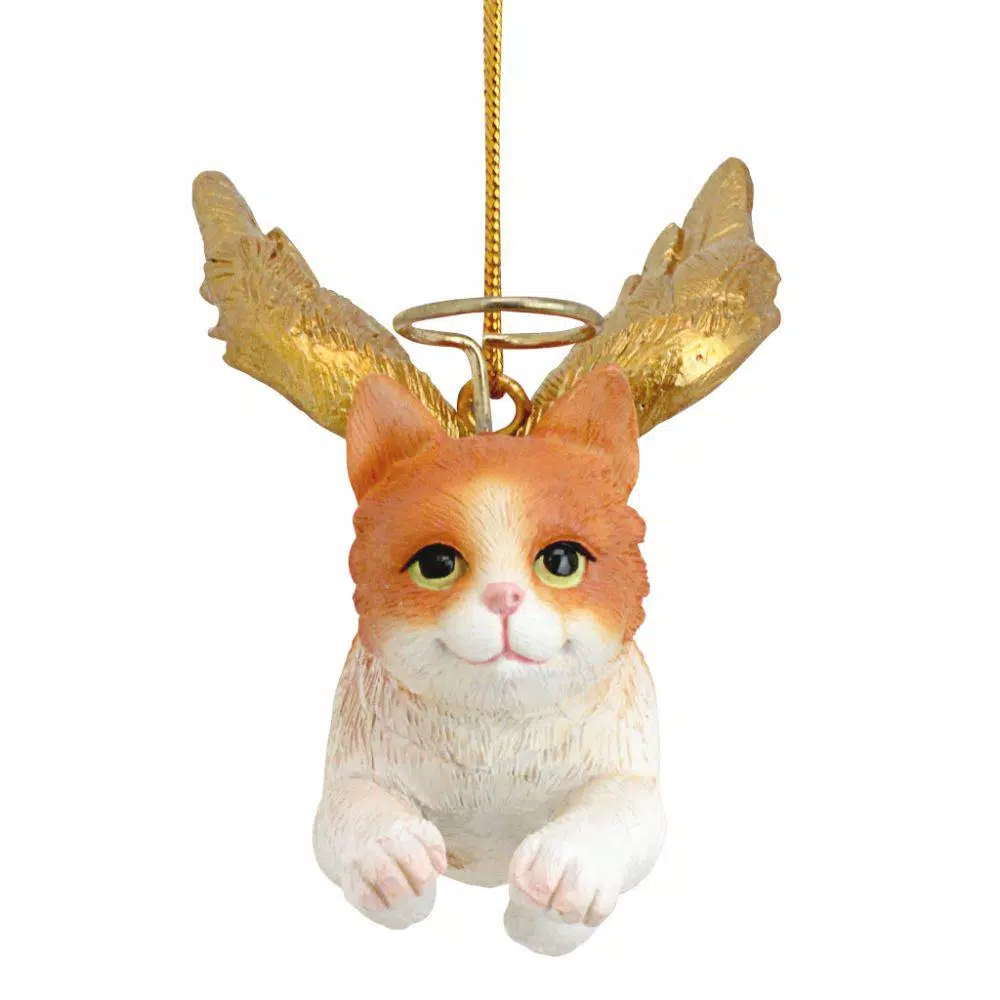Christmas Tree Decorations Design Toscano 2.5 In. Honor The Feline Orange Tabby Holiday Cat Angel Ornament 4 Christmas Tree Decorations Design Toscano 2.5 In. Honor The Feline Orange Tabby Holiday Cat Angel Ornament - Image 2