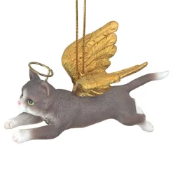 Christmas Tree Decorations Design Toscano 2.5 In. Honor The Feline Grey Tabby Holiday Cat Angel Ornament -Christmas Lights Sales design toscano christmas ornaments jh170740 44 1000