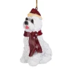 Christmas Tree Decorations Design Toscano 3.5 In. Maltese Holiday Dog Ornament Sculpture