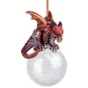 Christmas Tree Decorations Design Toscano 3.5 In. The Pensive Percher Dragon 2018 Collectible Holiday Ornament