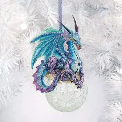 Christmas Tree Decorations Design Toscano 5 In. Frost, The Gothic Dragon Holiday Ornament (3-Piece) -Christmas Lights Sales design toscano christmas ornaments qs3292913 fa 1000