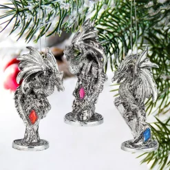 Christmas Tree Decorations Design Toscano 4 In. Three Dragons Of The Amesbury Holiday Gemstone Ornament Set (3-Piece) -Christmas Lights Sales design toscano christmas ornaments qs989557 fa 1000
