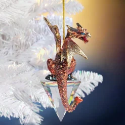 Christmas Tree Decorations Design Toscano 3.5 In. Diamond Dragon Gothic Holiday Ornament (3-Piece) -Christmas Lights Sales design toscano christmas ornaments qs994881 fa 1000