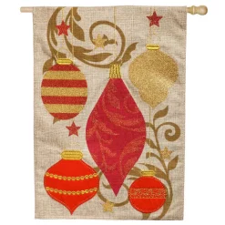 Outdoor Christmas Decorations Evergreen 28 In. X 44 In. Holiday Ornaments House Burlap Flag