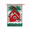Outdoor Christmas Decorations Evergreen 28 In. X 44 In. Holiday Chickadee Birdhouse House Burlap Flag -Christmas Lights Sales evergreen christmas flags 13b8612 64 1000