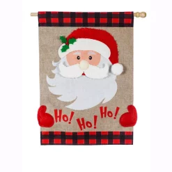 Outdoor Christmas Decorations Evergreen 28 In. X 44 In. Ho Ho Ho Santa House Burlap Flag