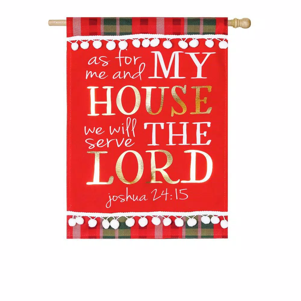 Outdoor Christmas Decorations Evergreen 28 In. X 44 In. Serve The Lord House Linen Flag 3 Outdoor Christmas Decorations Evergreen 28 In. X 44 In. Serve The Lord House Linen Flag