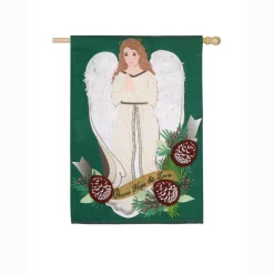Outdoor Christmas Decorations Evergreen 28 In. X 44 In. Peace Love Hope Angel House Linen Flag