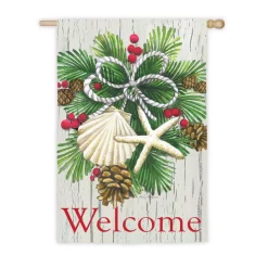 Outdoor Christmas Decorations Evergreen 28 In. X 44 In. Costal Christmas House Sub Suede Flag