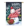 Outdoor Christmas Decorations Evergreen 28 In. X 44 In. Norwegian Christmas Snowman And Santa House Suede Flag -Christmas Lights Sales evergreen christmas flags 13s4005fb 64 1000