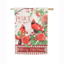 Outdoor Christmas Decorations Evergreen 28 In. X 44 In. Peace To You House Suede Flag