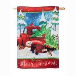 Outdoor Christmas Decorations Evergreen 28 In. X 44 In. Bringing Home The Tree House Suede Flag