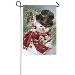 Outdoor Christmas Decorations Evergreen 18 In. X 12.5 In. Snowman Snuggles Garden Satin Flag