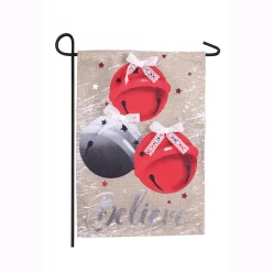 Outdoor Christmas Decorations Evergreen 18 In. X 12.5 In. Believe Bells Garden Burlap Flag
