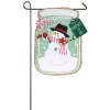 Outdoor Christmas Decorations Evergreen 18 In. X 12.5 In. Mason Jar Snowman Garden Linen Flag -Christmas Lights Sales evergreen christmas flags 14l8110 64 1000