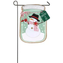 Outdoor Christmas Decorations Evergreen 18 In. X 12.5 In. Mason Jar Snowman Garden Linen Flag