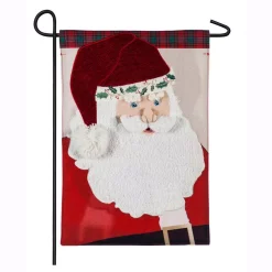 Outdoor Christmas Decorations Evergreen 18 In. X 12.5 In. Santa Claus Garden Linen Flag