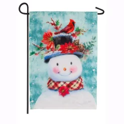 Outdoor Christmas Decorations Evergreen 18 In. X 12.5 In. Winter Flora Snowman Garden Organza Flag