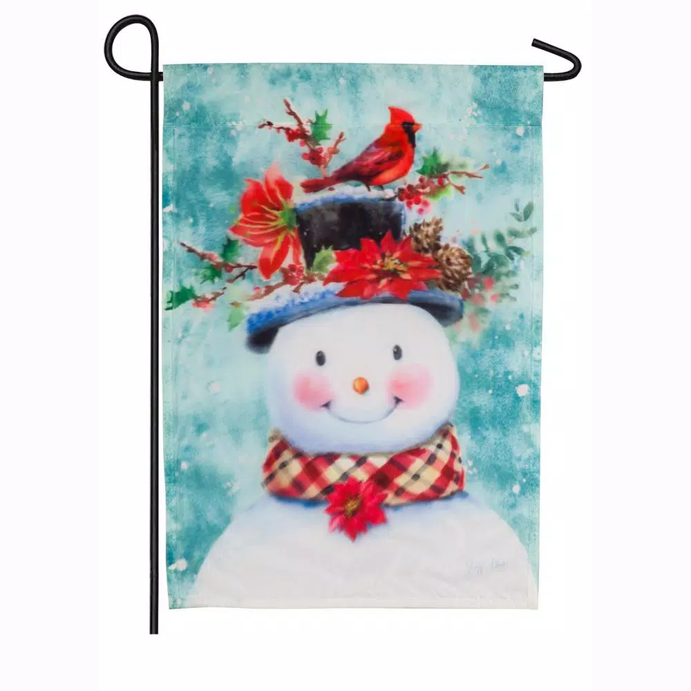 Outdoor Christmas Decorations Evergreen 18 In. X 12.5 In. Winter Flora Snowman Garden Organza Flag 3 Outdoor Christmas Decorations Evergreen 18 In. X 12.5 In. Winter Flora Snowman Garden Organza Flag