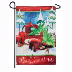 Outdoor Christmas Decorations Evergreen 18 In. X 12.5 In. Bringing Home The Tree Garden Suede Flag