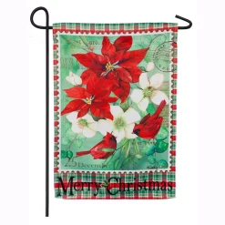 Outdoor Christmas Decorations Evergreen 18 In. X 12.5 In. Christmas Floral Garden Suede Flag