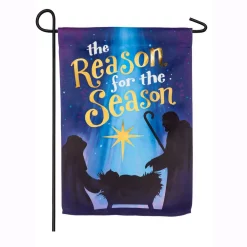 Outdoor Christmas Decorations Evergreen 18 In. X 12.5 In. Reason For The Season Garden Suede Flag