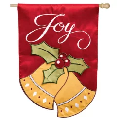 Outdoor Christmas Decorations Evergreen 28 In. X 44 In. Joyful Christmas Bells House Applique Flag