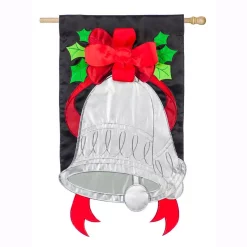 Outdoor Christmas Decorations Evergreen 28 In. X 44 In. Silver Bells House Applique Flag
