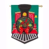 Outdoor Christmas Decorations Evergreen 28 In. X 44 In. Christmas Train House Applique Flag
