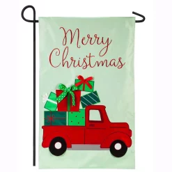 Outdoor Christmas Decorations Evergreen 18 In. X 12.5 In. Truckload Of Gifts Garden Applique Flag