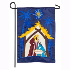 Outdoor Christmas Decorations Evergreen 18 In. X 12.5 In. A Child Is Born Nativity Garden Applique Flag