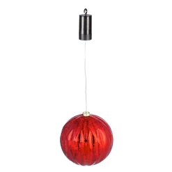Christmas Tree Decorations Evergreen 8 In. Red Shatterproof LED Ball Outdoor Safe Battery Operated Christmas Ornament