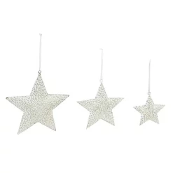 Christmas Tree Decorations Evergreen 8 In. X 8 In. Metal Star Christmas Ornaments (3-Pack)
