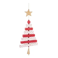 Christmas Tree Decorations Evergreen 8 In. Red And White Wood Christmas Tree Ornament