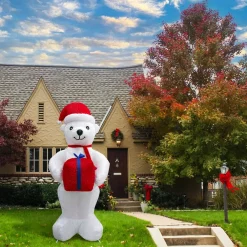 Outdoor Christmas Decorations Fraser Hill Farm 8 Ft. Pre-Lit Plush Polar Bear Christmas Inflatable -Christmas Lights Sales fraser hill farm christmas inflatables fhfinplrbr08 1l 31 1000