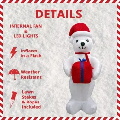 Outdoor Christmas Decorations Fraser Hill Farm 8 Ft. Pre-Lit Plush Polar Bear Christmas Inflatable -Christmas Lights Sales fraser hill farm christmas inflatables fhfinplrbr08 1l 40 1000