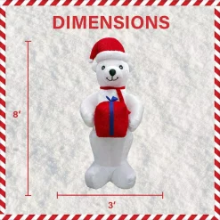Outdoor Christmas Decorations Fraser Hill Farm 8 Ft. Pre-Lit Plush Polar Bear Christmas Inflatable -Christmas Lights Sales fraser hill farm christmas inflatables fhfinplrbr08 1l e1 1000