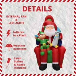Outdoor Christmas Decorations Fraser Hill Farm 10 Ft. Pre-Lit Santa, Elf And Penguin Christmas Inflatable -Christmas Lights Sales fraser hill farm christmas inflatables fhfinsanta010 1l 40 1000