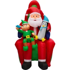 Outdoor Christmas Decorations Fraser Hill Farm 10 Ft. Pre-Lit Santa, Elf And Penguin Christmas Inflatable -Christmas Lights Sales fraser hill farm christmas inflatables fhfinsanta010 1l 76 1000