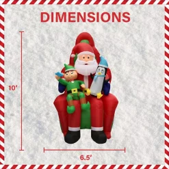 Outdoor Christmas Decorations Fraser Hill Farm 10 Ft. Pre-Lit Santa, Elf And Penguin Christmas Inflatable -Christmas Lights Sales fraser hill farm christmas inflatables fhfinsanta010 1l e1 1000