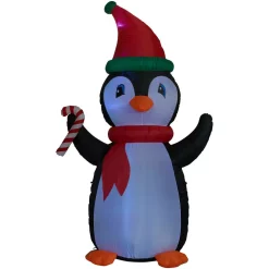 Outdoor Christmas Decorations Fraser Hill Farm 10 Ft. Penguin And Candy Cane Christmas Inflatable With Lights -Christmas Lights Sales fraser hill farm christmas inflatables fhfpengn101 l 1d 1000