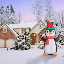 Outdoor Christmas Decorations Fraser Hill Farm 10 Ft. Penguin And Candy Cane Christmas Inflatable With Lights -Christmas Lights Sales fraser hill farm christmas inflatables fhfpengn101 l 31 1000