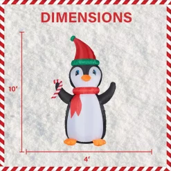 Outdoor Christmas Decorations Fraser Hill Farm 10 Ft. Penguin And Candy Cane Christmas Inflatable With Lights -Christmas Lights Sales fraser hill farm christmas inflatables fhfpengn101 l 40 1000
