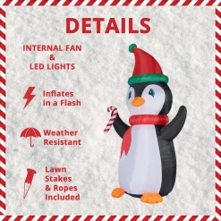 Outdoor Christmas Decorations Fraser Hill Farm 10 Ft. Penguin And Candy Cane Christmas Inflatable With Lights -Christmas Lights Sales fraser hill farm christmas inflatables fhfpengn101 l a0 1000