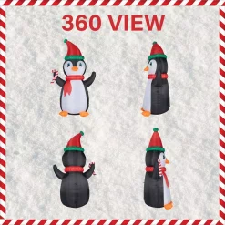 Outdoor Christmas Decorations Fraser Hill Farm 10 Ft. Penguin And Candy Cane Christmas Inflatable With Lights -Christmas Lights Sales fraser hill farm christmas inflatables fhfpengn101 l e1 1000