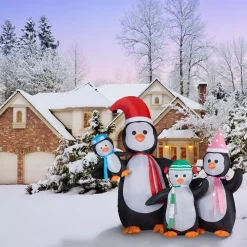 Outdoor Christmas Decorations Fraser Hill Farm 10 Ft. Penguin Family Christmas Inflatable With Lights -Christmas Lights Sales fraser hill farm christmas inflatables fhfpengnf101 l 31 1000