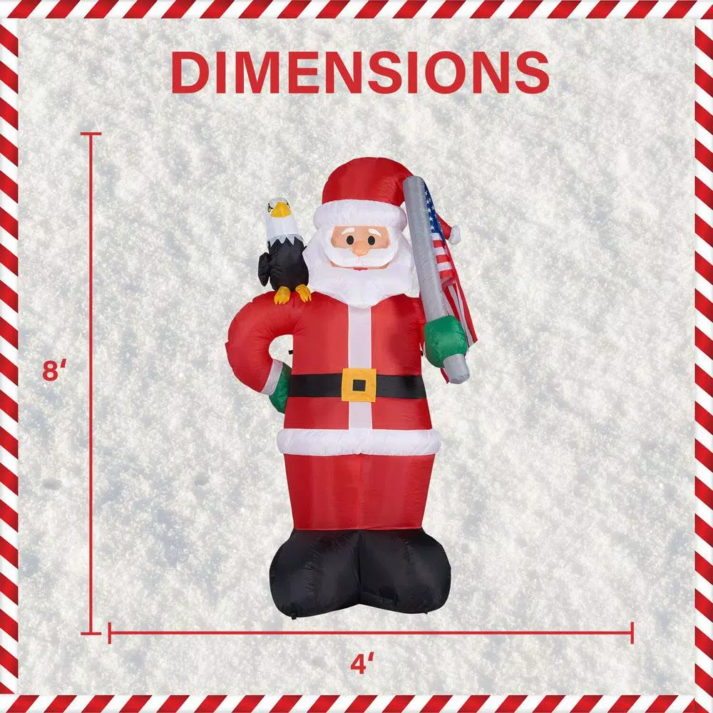 Outdoor Christmas Decorations Fraser Hill Farm 8 Ft. Americana Santa With Bald Eagle Christmas Inflatable With Lights 5 Outdoor Christmas Decorations Fraser Hill Farm 8 Ft. Americana Santa With Bald Eagle Christmas Inflatable With Lights - Image 3